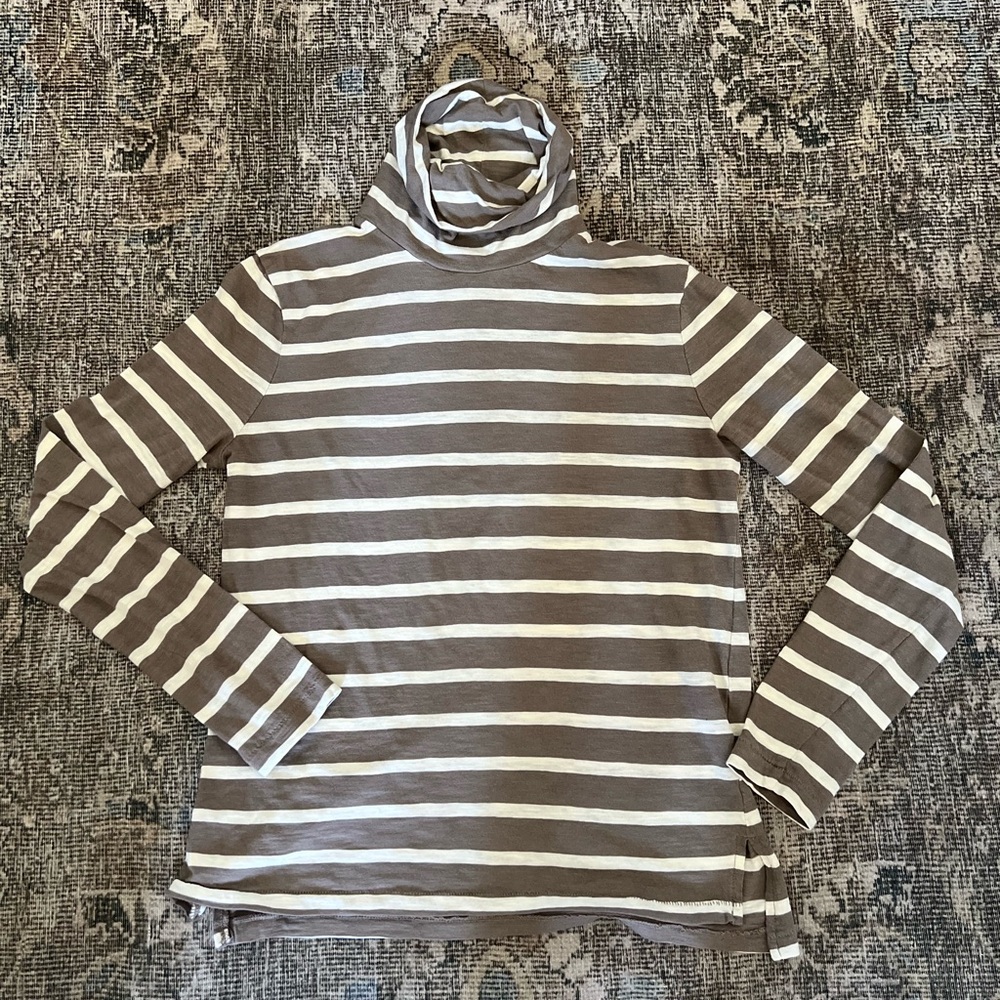 Madewell Striped Turtleneck in Tan/Cream Small